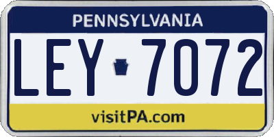 PA license plate LEY7072