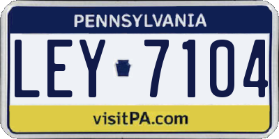 PA license plate LEY7104
