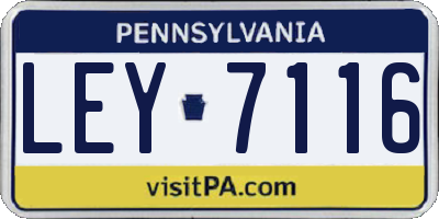 PA license plate LEY7116