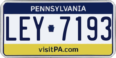 PA license plate LEY7193