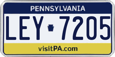 PA license plate LEY7205
