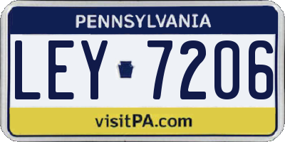 PA license plate LEY7206