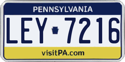 PA license plate LEY7216