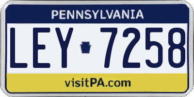 PA license plate LEY7258