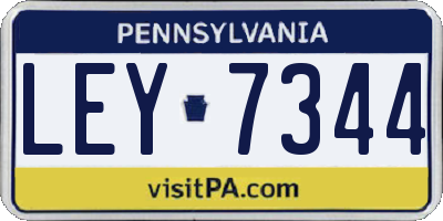 PA license plate LEY7344