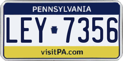 PA license plate LEY7356