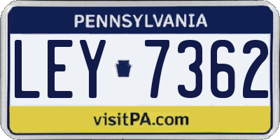 PA license plate LEY7362