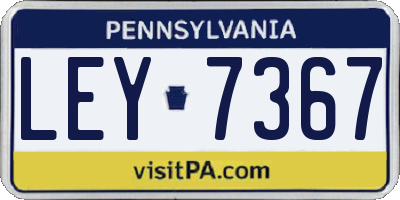PA license plate LEY7367