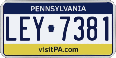 PA license plate LEY7381
