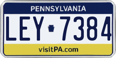PA license plate LEY7384
