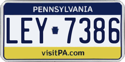 PA license plate LEY7386