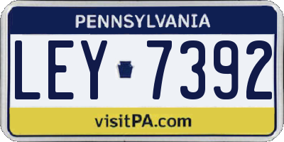 PA license plate LEY7392