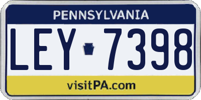 PA license plate LEY7398