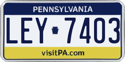 PA license plate LEY7403