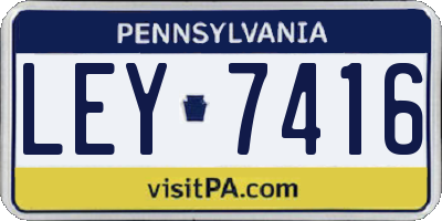 PA license plate LEY7416