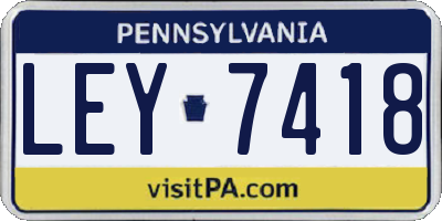 PA license plate LEY7418