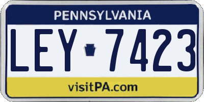 PA license plate LEY7423