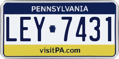 PA license plate LEY7431