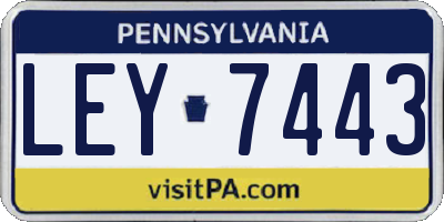 PA license plate LEY7443