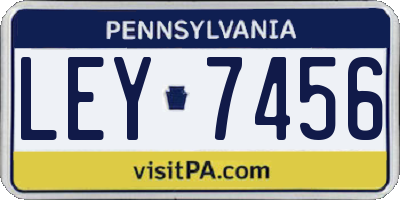 PA license plate LEY7456