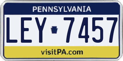 PA license plate LEY7457