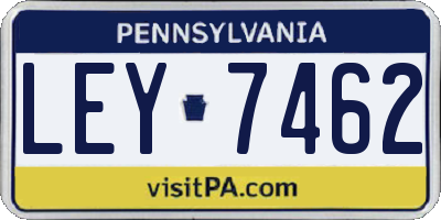 PA license plate LEY7462