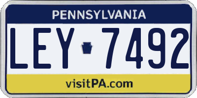 PA license plate LEY7492