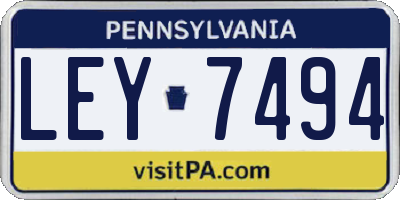 PA license plate LEY7494