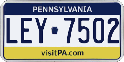 PA license plate LEY7502