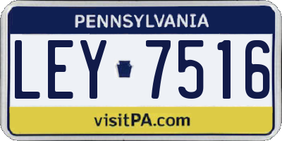 PA license plate LEY7516