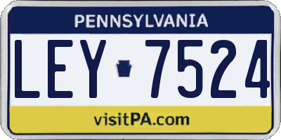 PA license plate LEY7524