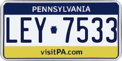 PA license plate LEY7533