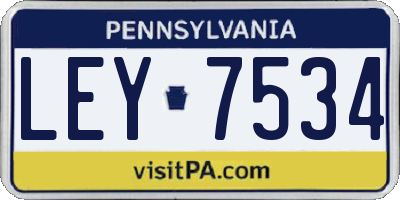 PA license plate LEY7534