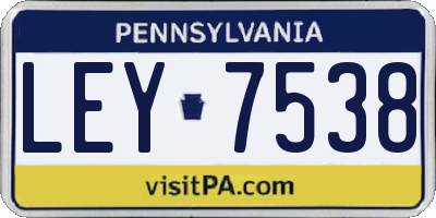 PA license plate LEY7538