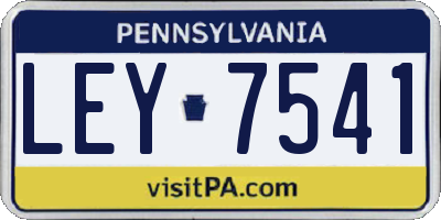 PA license plate LEY7541