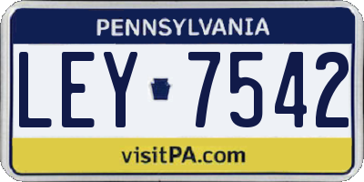 PA license plate LEY7542