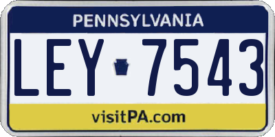 PA license plate LEY7543