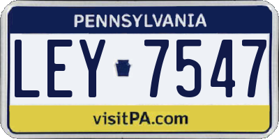 PA license plate LEY7547