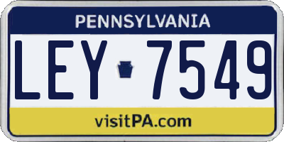 PA license plate LEY7549