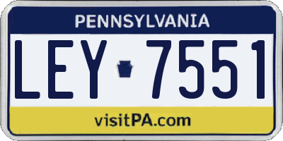 PA license plate LEY7551