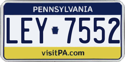 PA license plate LEY7552