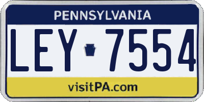 PA license plate LEY7554