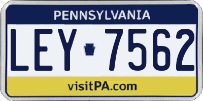 PA license plate LEY7562