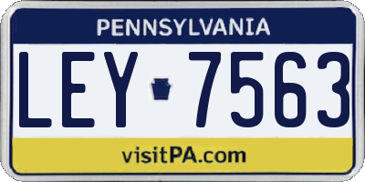 PA license plate LEY7563