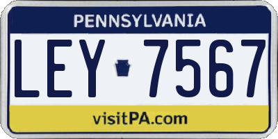 PA license plate LEY7567