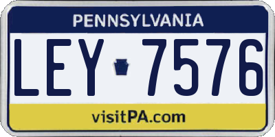 PA license plate LEY7576