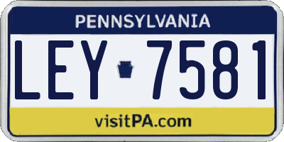 PA license plate LEY7581