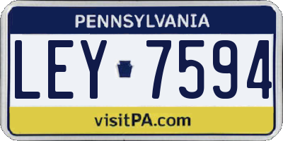 PA license plate LEY7594