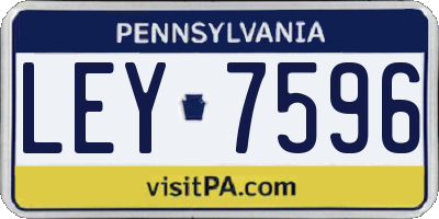 PA license plate LEY7596