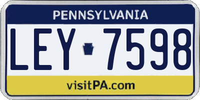 PA license plate LEY7598